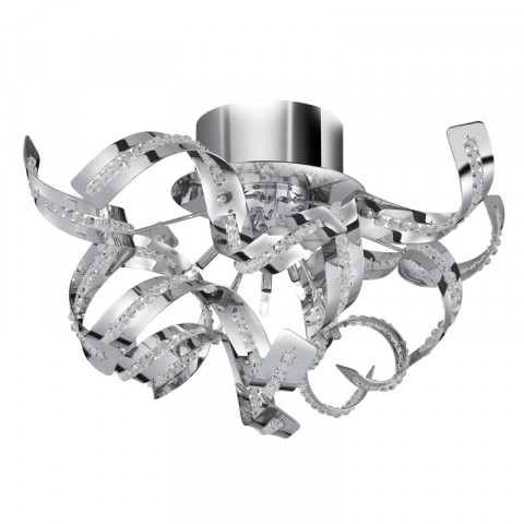 Plafonnier 5 ampoules sparkle, en chrome et verre