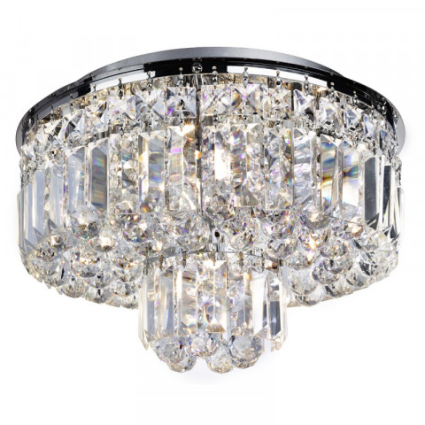 Plafonnier 5 ampoules vesuvius, en chrome et cristal
