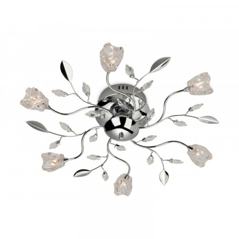 Plafonnier 6 ampoules cindy, chrome et verre