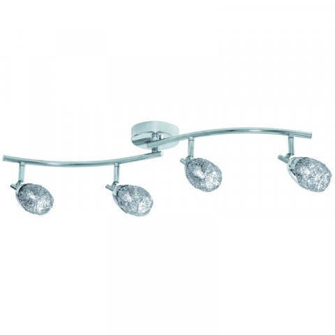 Plafonnier 70cm mesh spot i, chrome et maille chromée, 4 éclairages