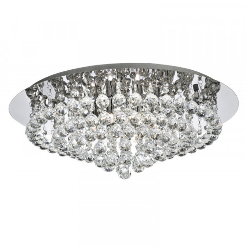 Plafonnier 8 ampoules hanna hauteur 21 cm, en chrome et cristal
