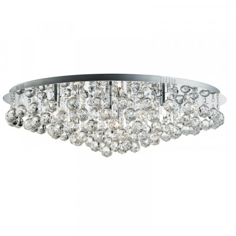 Plafonnier 8 ampoules hanna hauteur 24 cm, en chrome et cristal