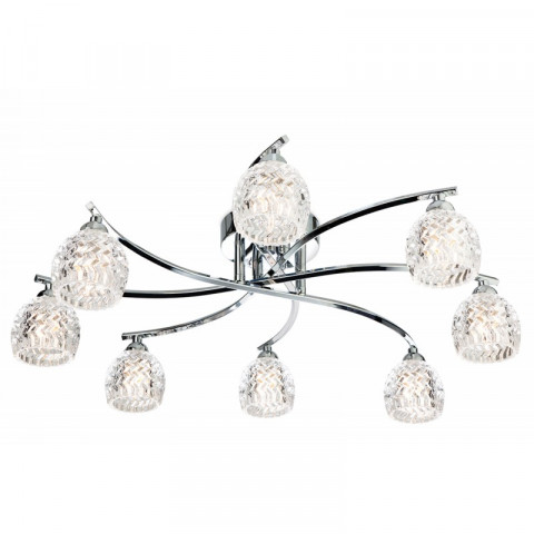 Plafonnier 8 ampoules maple, chrome et verre