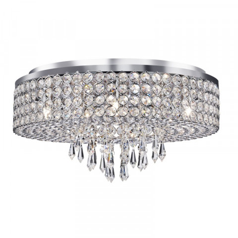 Plafonnier 9 ampoules orion, en chrome et cristal