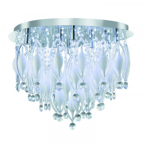 Plafonnier 9 ampoules spindle en chrome et verre