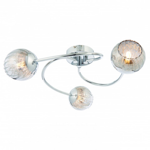 Plafonnier aerith, chrome et verre, 3 ampoules