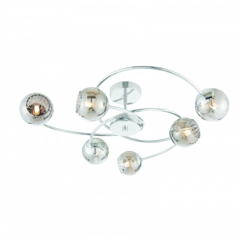 Plafonnier aerith, chrome et verre, 6 ampoules