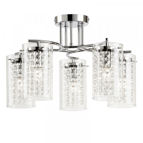 Plafonnier alda, chrome et verre, 5 ampoules