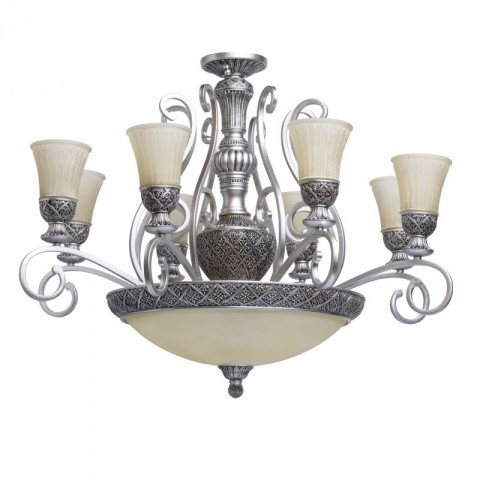 Plafonnier argenté country 11 ampoules 240 cm