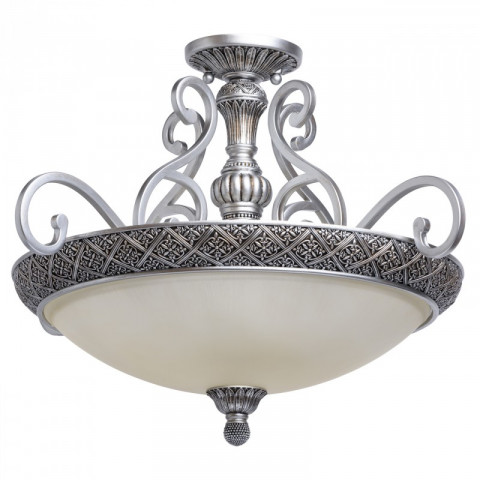 Plafonnier argenté country 4 ampoules 53 cm