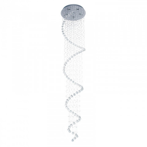 Plafonnier argenté crystal 6 ampoules 260 cm