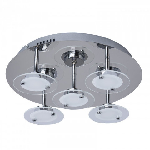 Plafonnier argenté techno 5 ampoules 12.5 cm