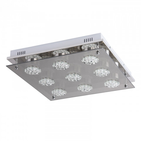Plafonnier argenté techno 9 ampoules 8 cm