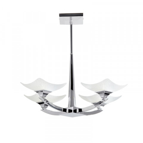 Plafonnier ayres, chrome et verre scavo, 4 ampoules