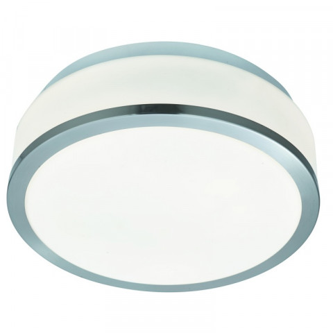 Plafonnier bol, 28cm, argent satiné et verre opale