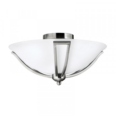 Plafonnier bolla, nickel brossé et verre, 42 cm