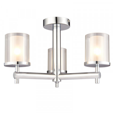 Plafonnier britton, chrome et verre, 3 ampoules