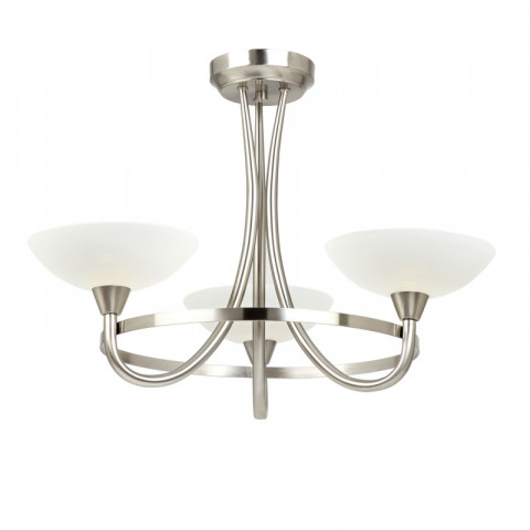 Plafonnier cagney, chrome satiné et verre, 3 ampoules