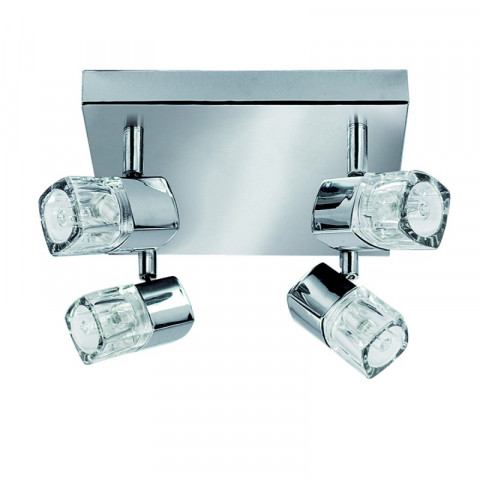 Plafonnier carré blocs chrome et verre