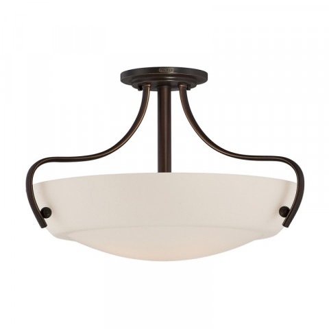 Plafonnier chantilly, bronze palladien et verre opale