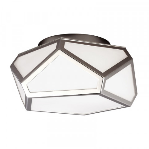 Plafonnier diamond, nickel poli et verre opale