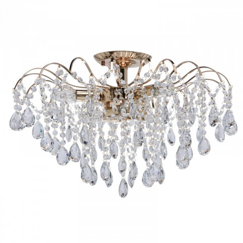 Plafonnier doré crystal 6 ampoules 38 cm