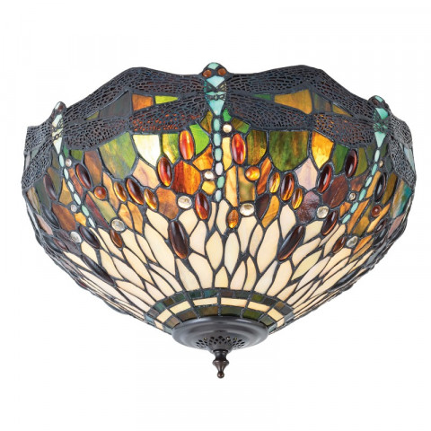Plafonnier dragonfly green, verre et métal