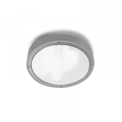 Plafonnier e27 basic, aluminium et polycarbonate, gris, 26 cm