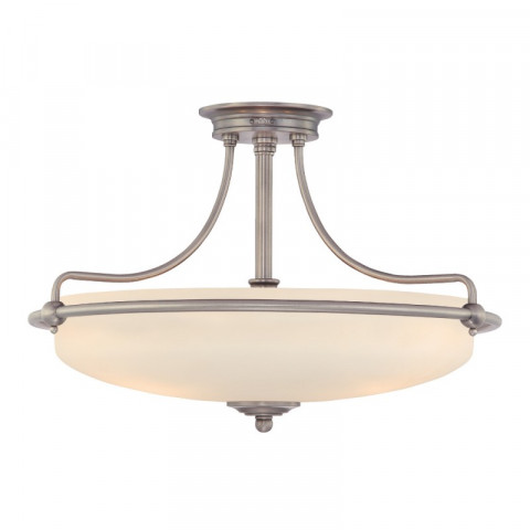 Plafonnier griffin, nickel antique et verre, 4 ampoules