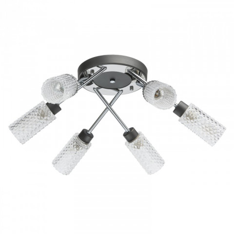 Plafonnier gris megapolis 6 ampoules 22 cm