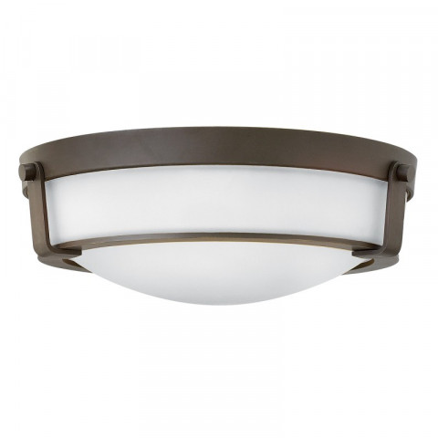 Plafonnier hathaway, bronze vieilli, verre opale