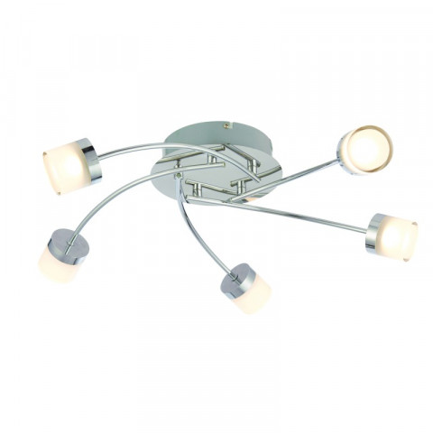 Plafonnier ikos, chrome et acrylique, 5 ampoules