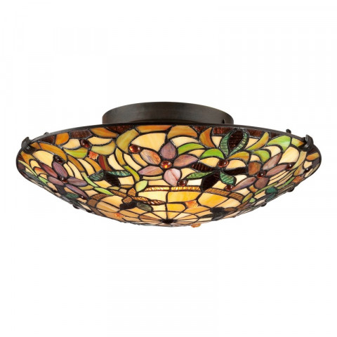 Plafonnier kami, bronze vintage et verre tiffany