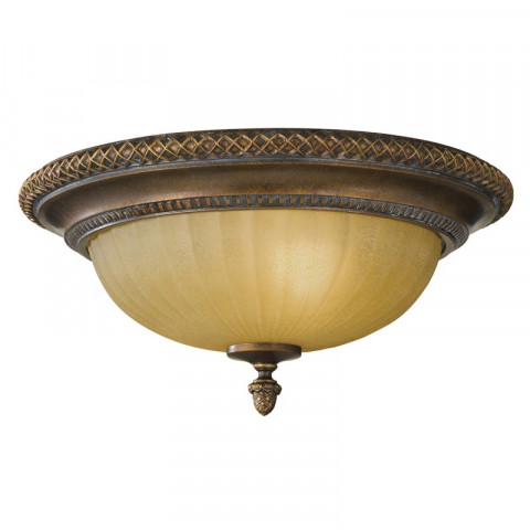 Plafonnier kelham, bronze doré et verre scavo, 34 cm