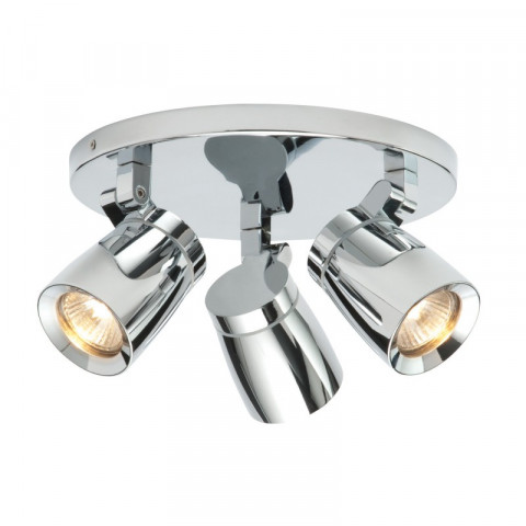 Plafonnier knight, chrome et verre, 3 ampoules