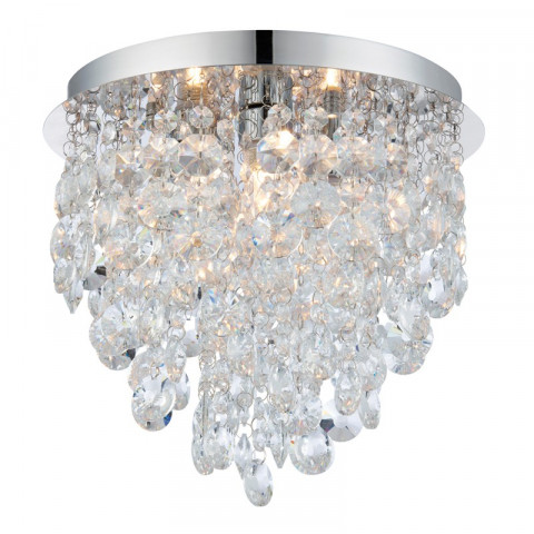 Plafonnier kristen, chrome et cristal, 3 ampoules