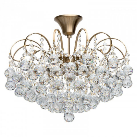 Plafonnier laiton crystal 6 ampoules 40 cm