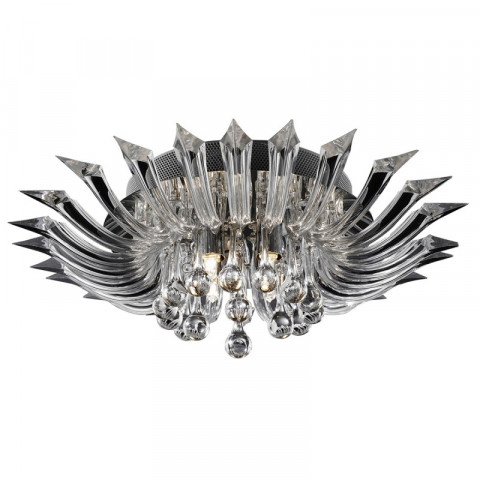 Plafonnier led 55 cm crystoria, en chrome, acrylique et cristal