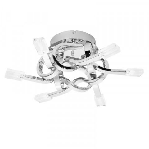 Plafonnier leoni, chrome et verre, 6 ampoules