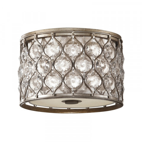 Plafonnier lucia, argent bruni et cristal, 31 cm, 2 ampoules