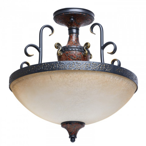 Plafonnier marron country 3 ampoules 46 cm