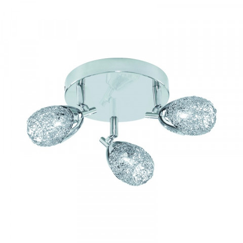 Plafonnier mesh spot i, chrome et maille chromée, 3 éclairages