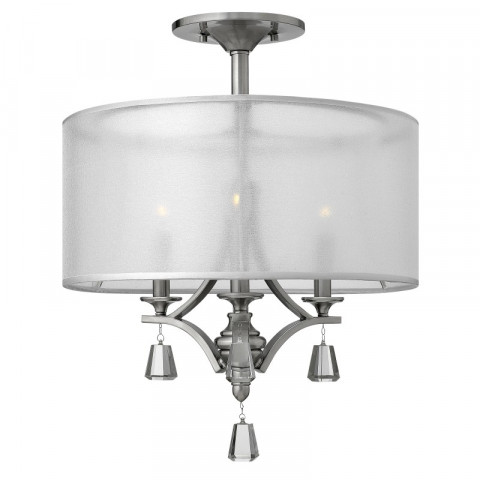 Plafonnier mime, nickel brossé et cristal