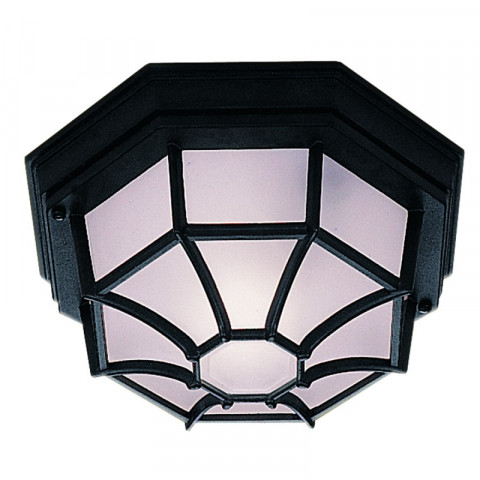 Plafonnier octogonal outdoor & porch,  en fonte d'aluminium noire et verre acide