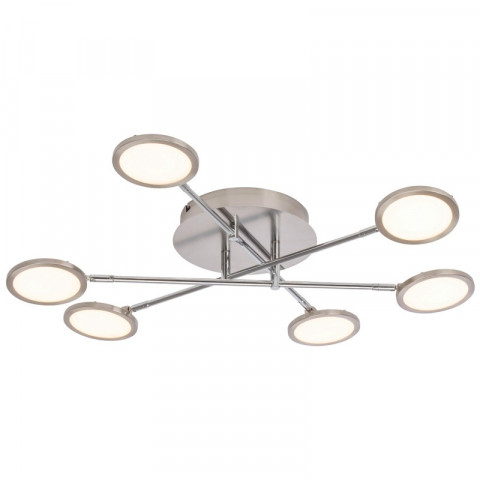 Plafonnier pluto, nickel et plastique, 6 ampoules