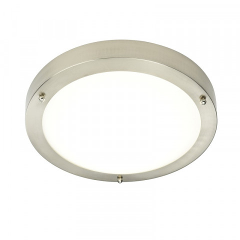 Plafonnier portico led, nickel satiné et verre