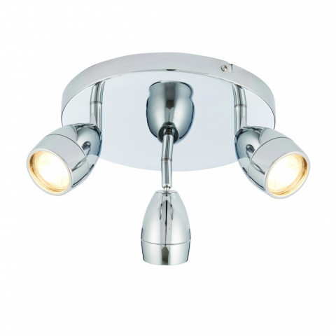 Plafonnier porto, chrome et verre, 3 ampoules