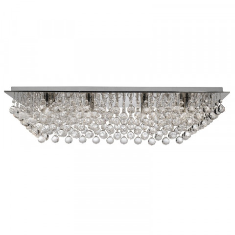 Plafonnier rectangle 8 ampoules hanna, en chrome et cristal