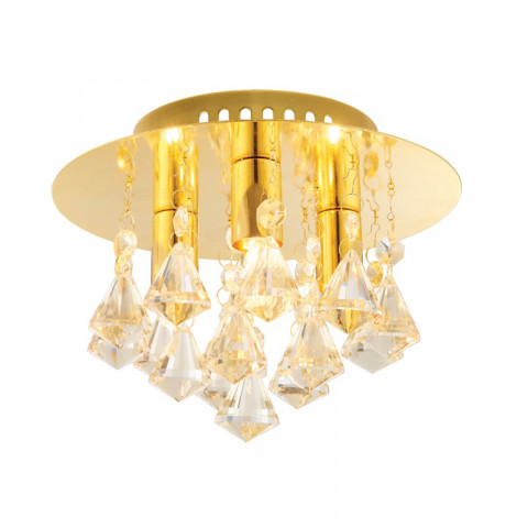 Plafonnier renner, or et cristal, 3 ampoules