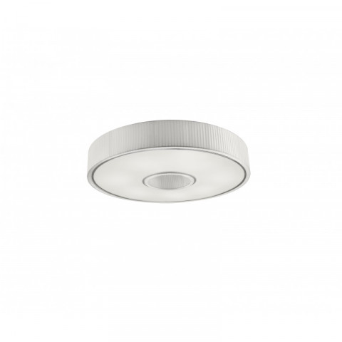 Plafonnier spin, acier textile et ppma, chrome et blanc, 45 cm